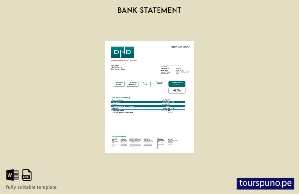 listo para imprimir plantilla de word   extracto bancario del DNB de Noruega